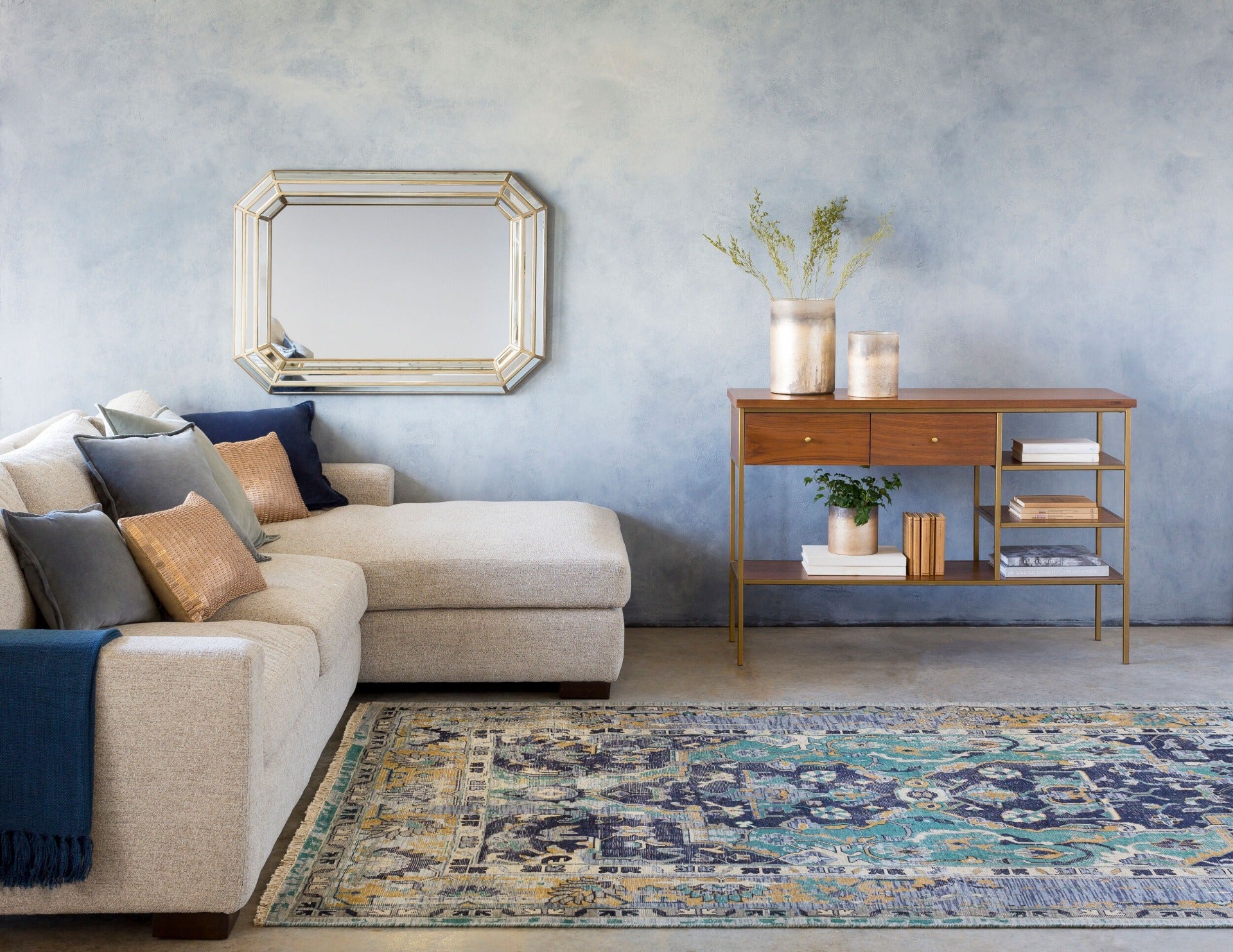 Cotton Velvet Cushion in Navy by Keiichi