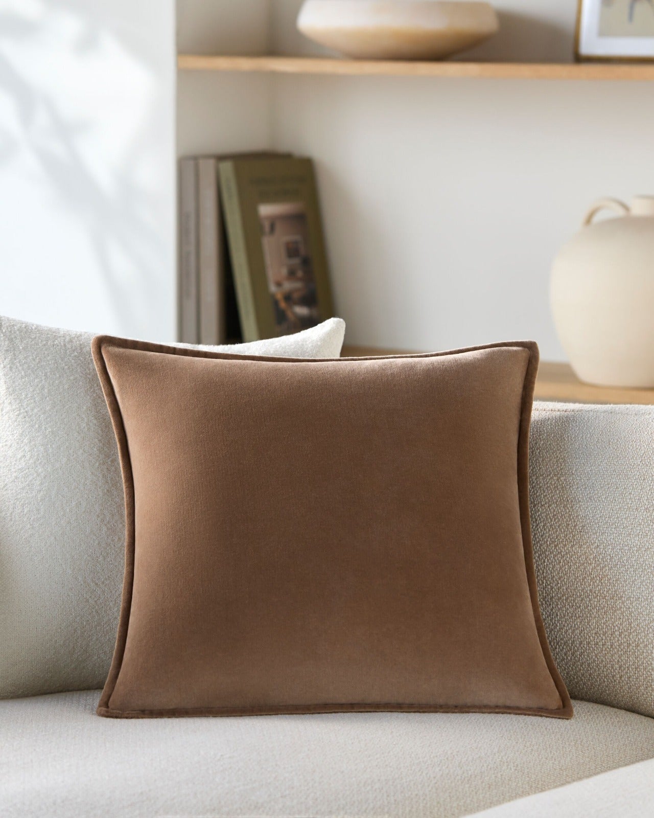 Cotton Velvet Cushion in Cappuccino by Keiichi
