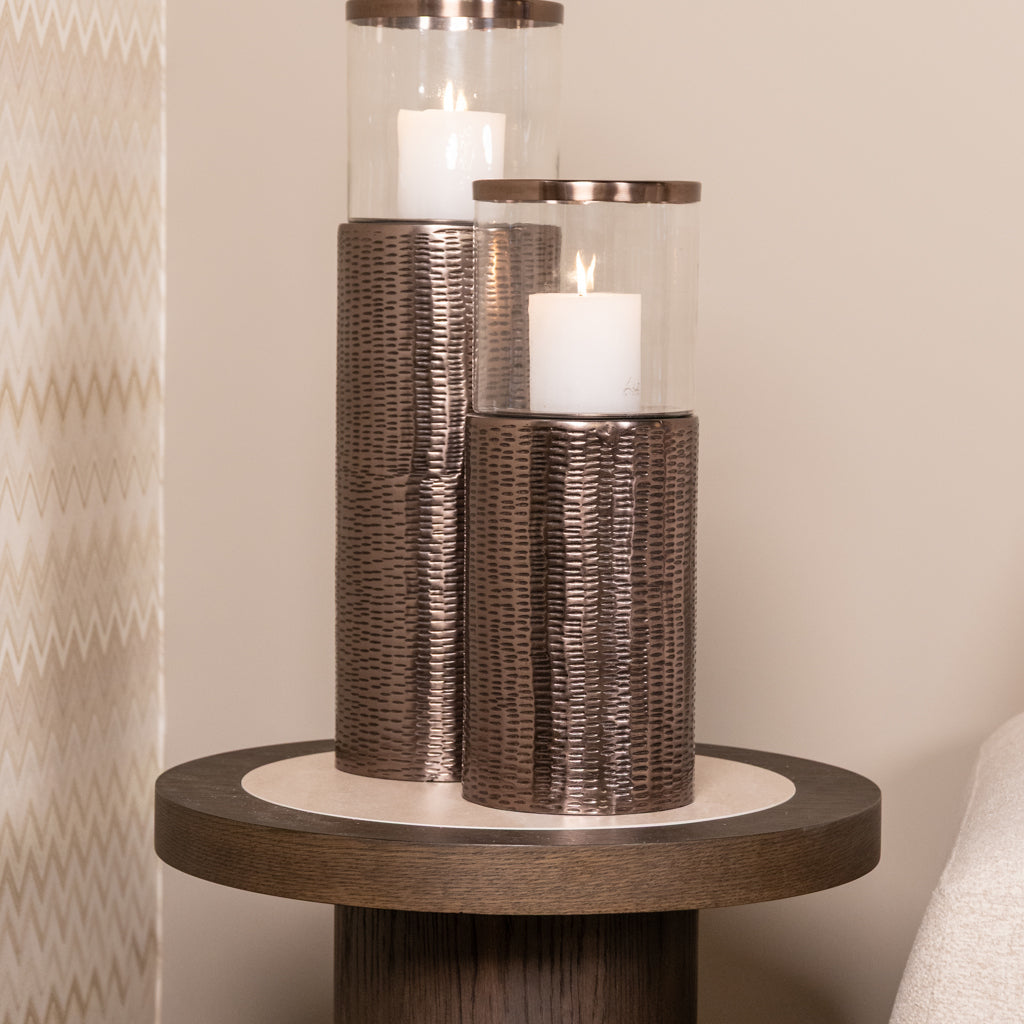 Nando Brown Oak Veneer & Ceramic Side Table by Richmond Interiors