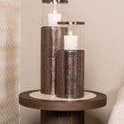 Nando Brown Oak Veneer & Ceramic Side Table by Richmond Interiors