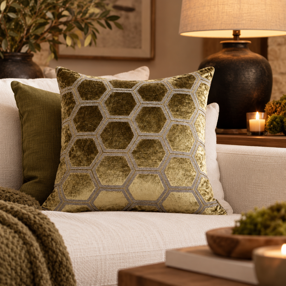 Ivor Small Cushion 43x43cm - Olive Malini