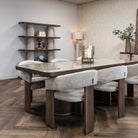 Willox Brown Oak & Beige Linen Display Cabinet by Richmond Interiors