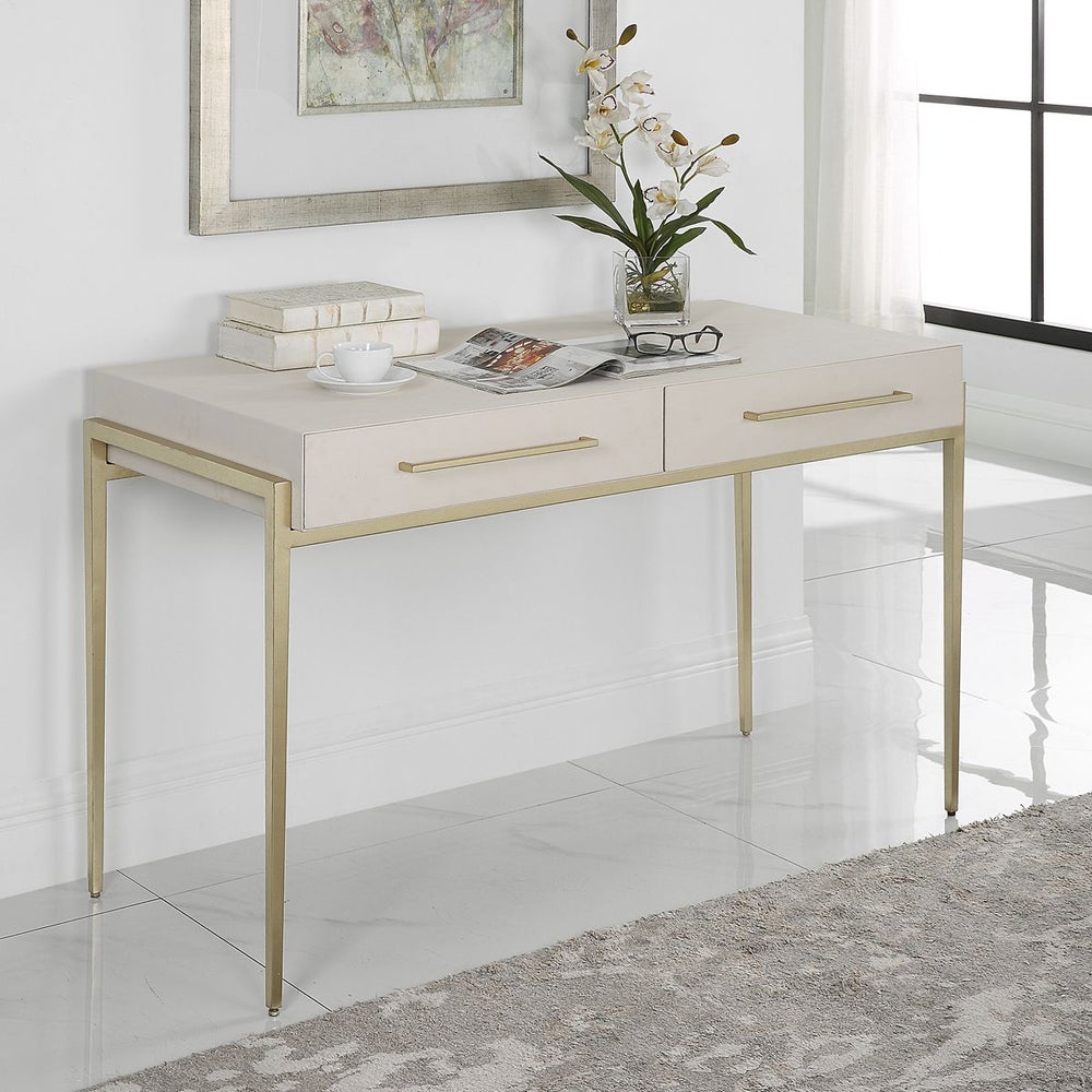 Jewel Modern Desk in White by Uttermost