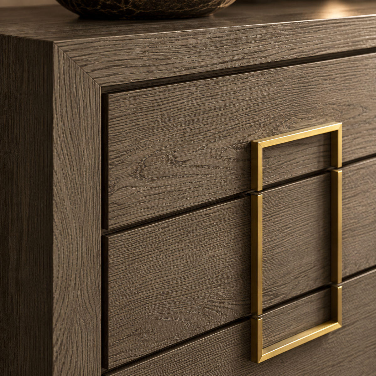 Lucca Grey / Taupe Oak 6 Drawer Gold Chest of Drawers by Berkeley Designs
