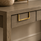 Lucca Grey Oak Wood & Gold Console Table Berkeley Designs