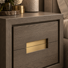 Sevilla Grey Oak Wood & Gold Bedside Table by Berkeley Designs