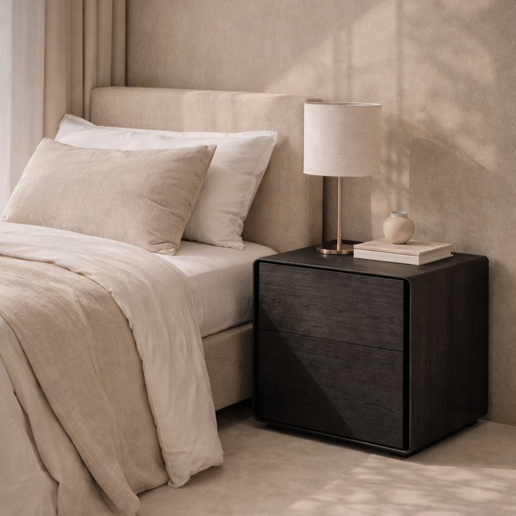 Kota Smoke Oak Bedside Table by Tommy Franks