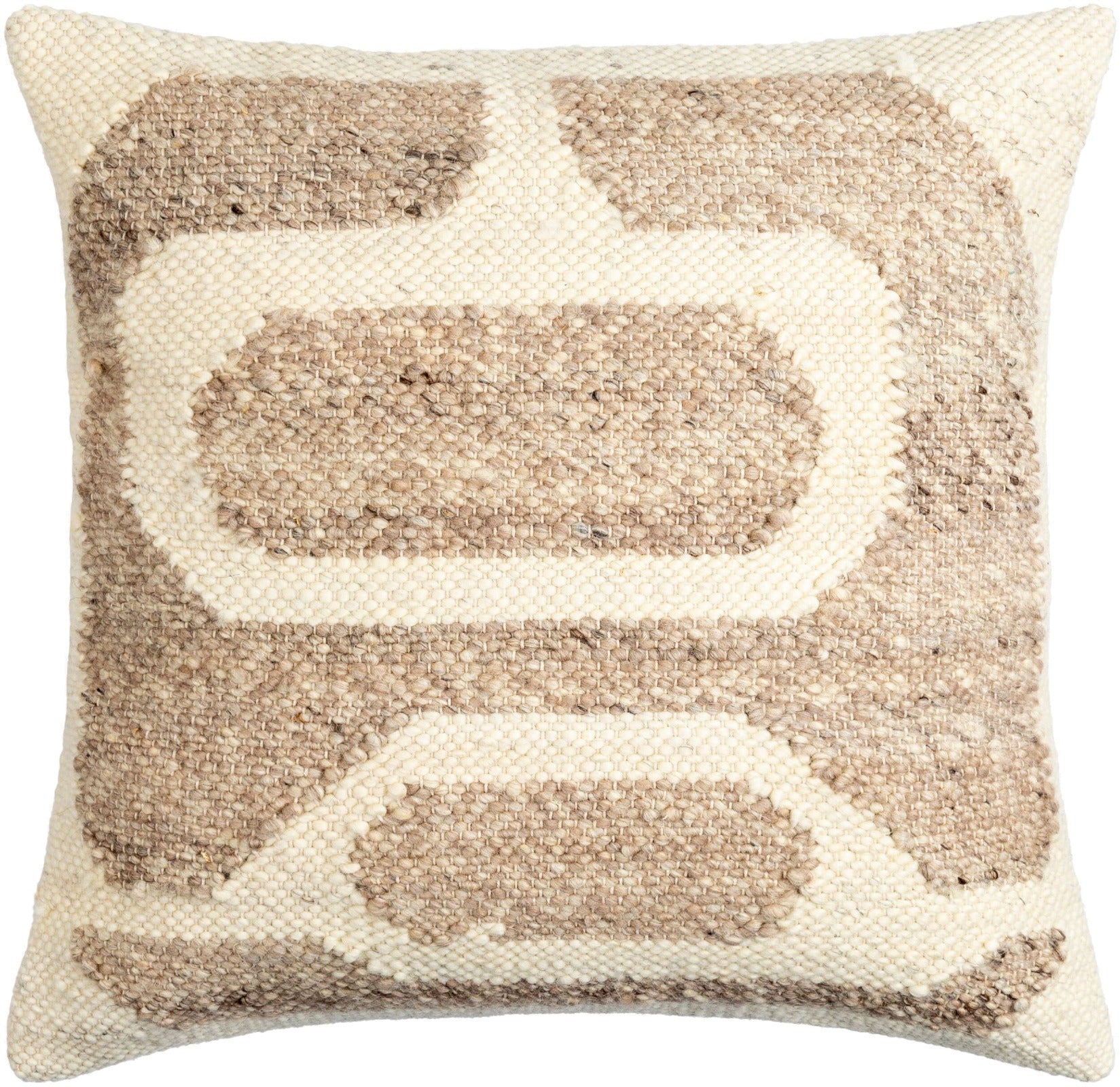 Deccan Traps Woven Cushion in Beige by Keiichi