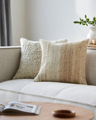 Deccan Traps Woven Cushion in Light Beige by Keiichi