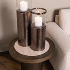 Nando Brown Oak Veneer & Ceramic Side Table by Richmond Interiors
