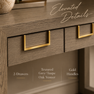 Lucca Grey Oak Wood & Gold Console Table Berkeley Designs