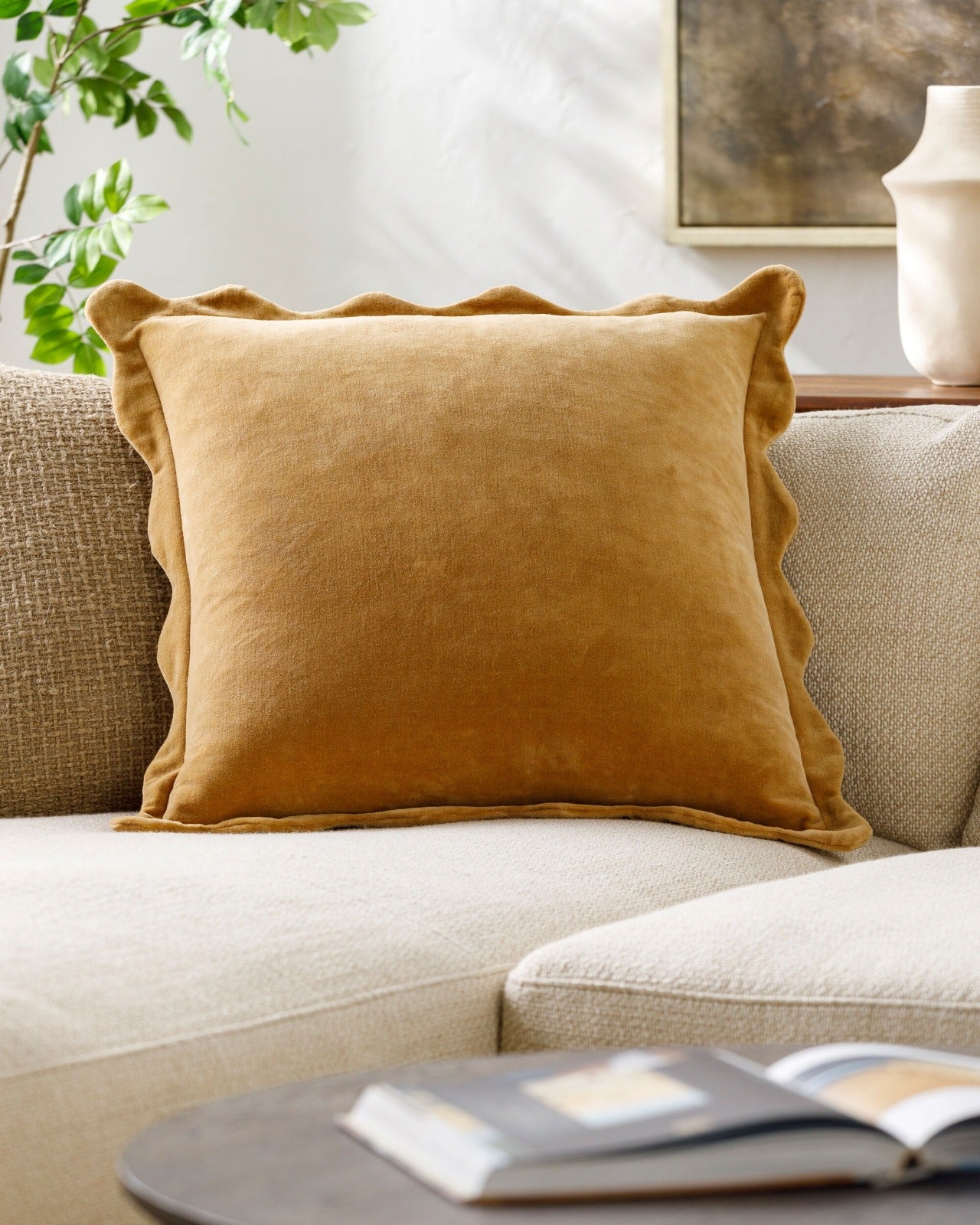 Effervescent Woven Cushion in Mustard by Keiichi
