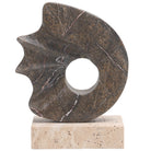 Geometric Sculpture in Brown Marble by Keiichi