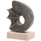 Geometric Sculpture in Brown Marble by Keiichi