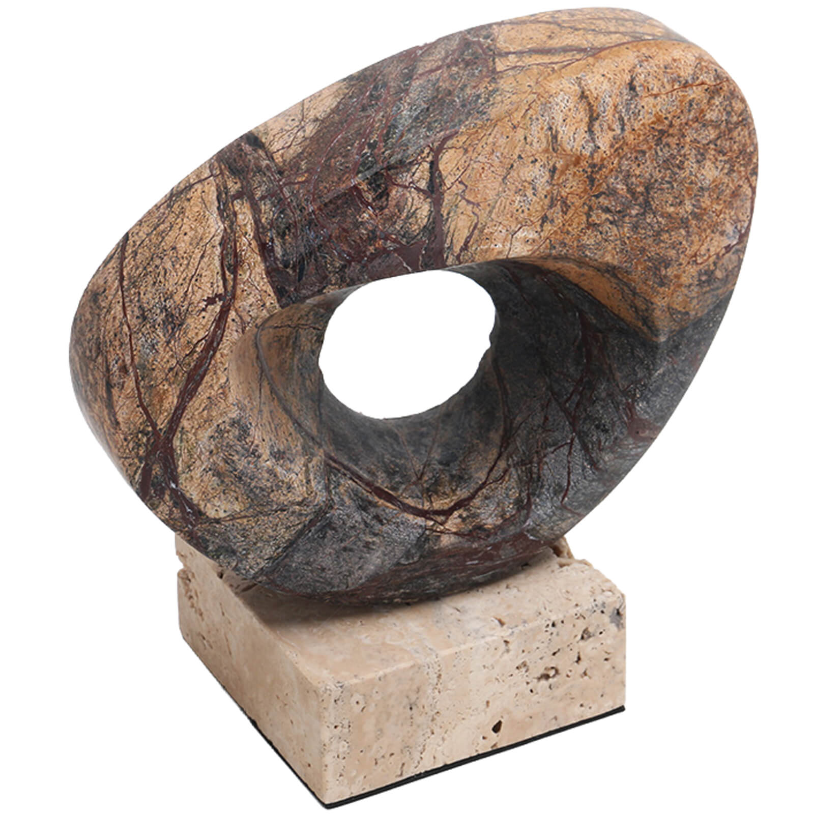 Geometric Sculpture in Coffee Marble by Keiichi
