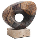 Geometric Sculpture in Coffee Marble by Keiichi