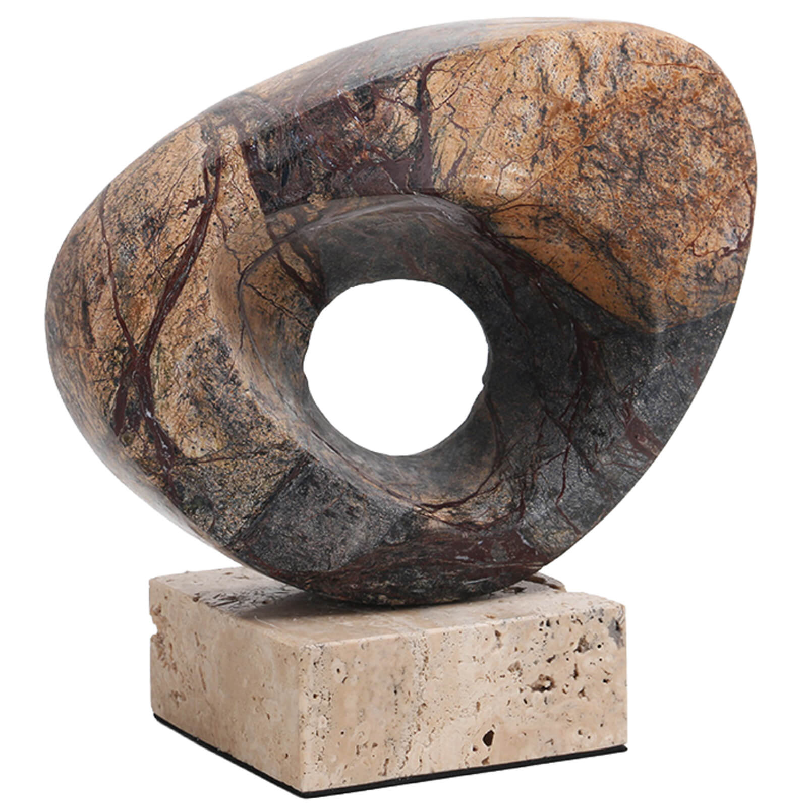 Geometric Sculpture in Coffee Marble by Keiichi