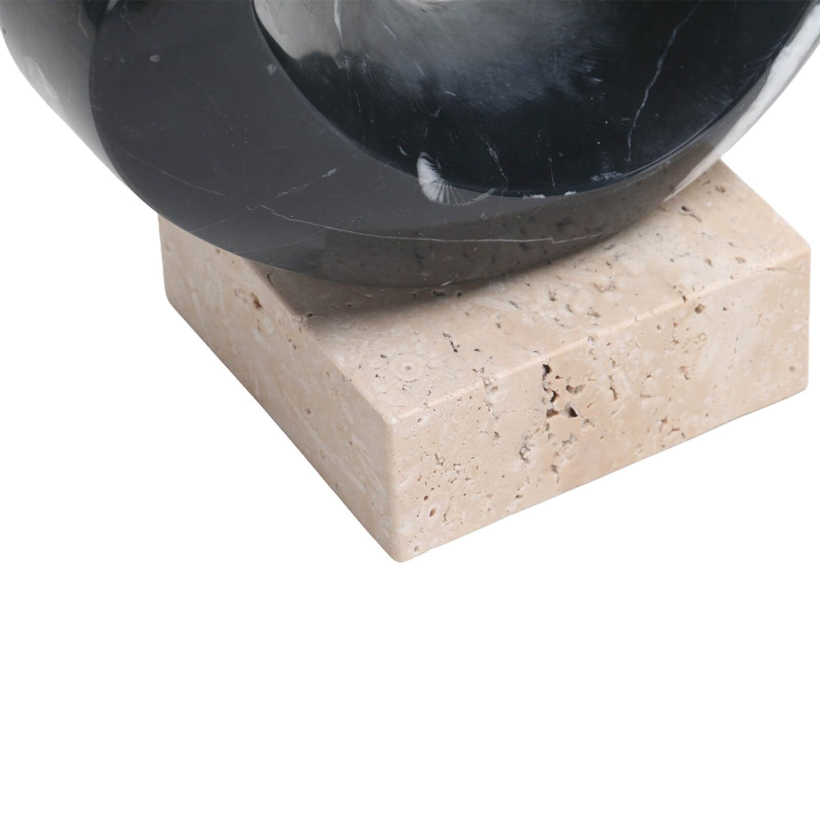 Geometric Sculpture in Black Marble by Keiichi