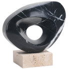 Geometric Sculpture in Black Marble by Keiichi
