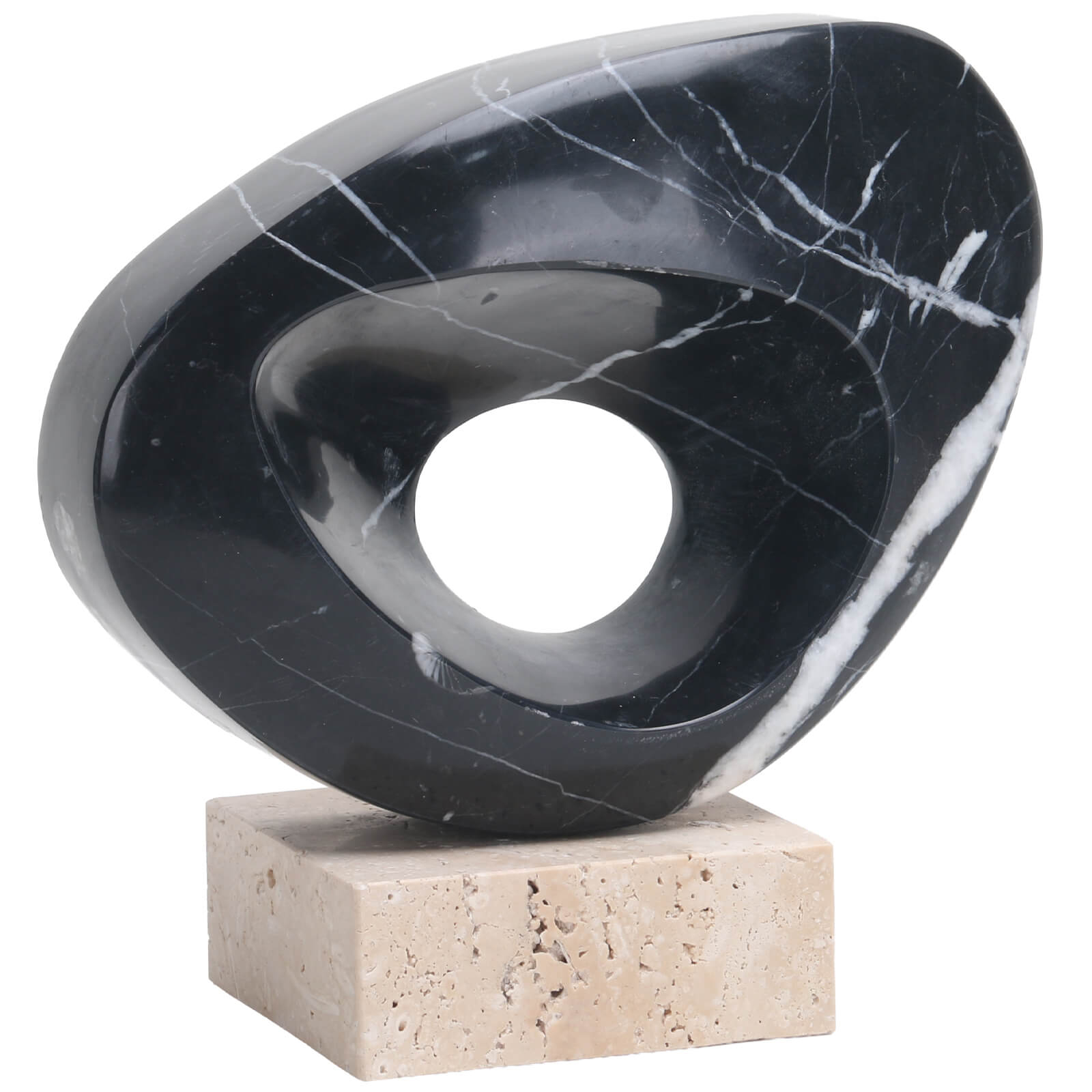 Geometric Sculpture in Black Marble by Keiichi