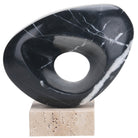 Geometric Sculpture in Black Marble by Keiichi