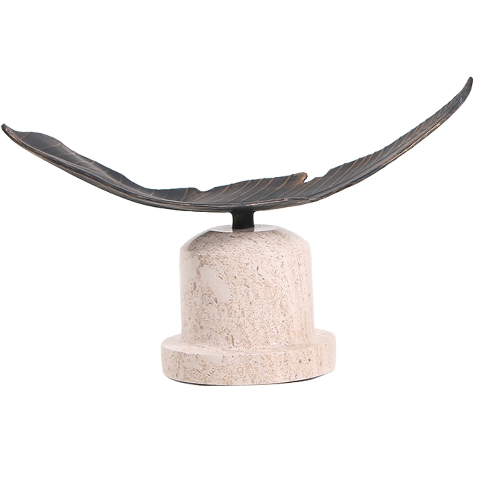 Leaf Ornament on Marble Base by Keiichi