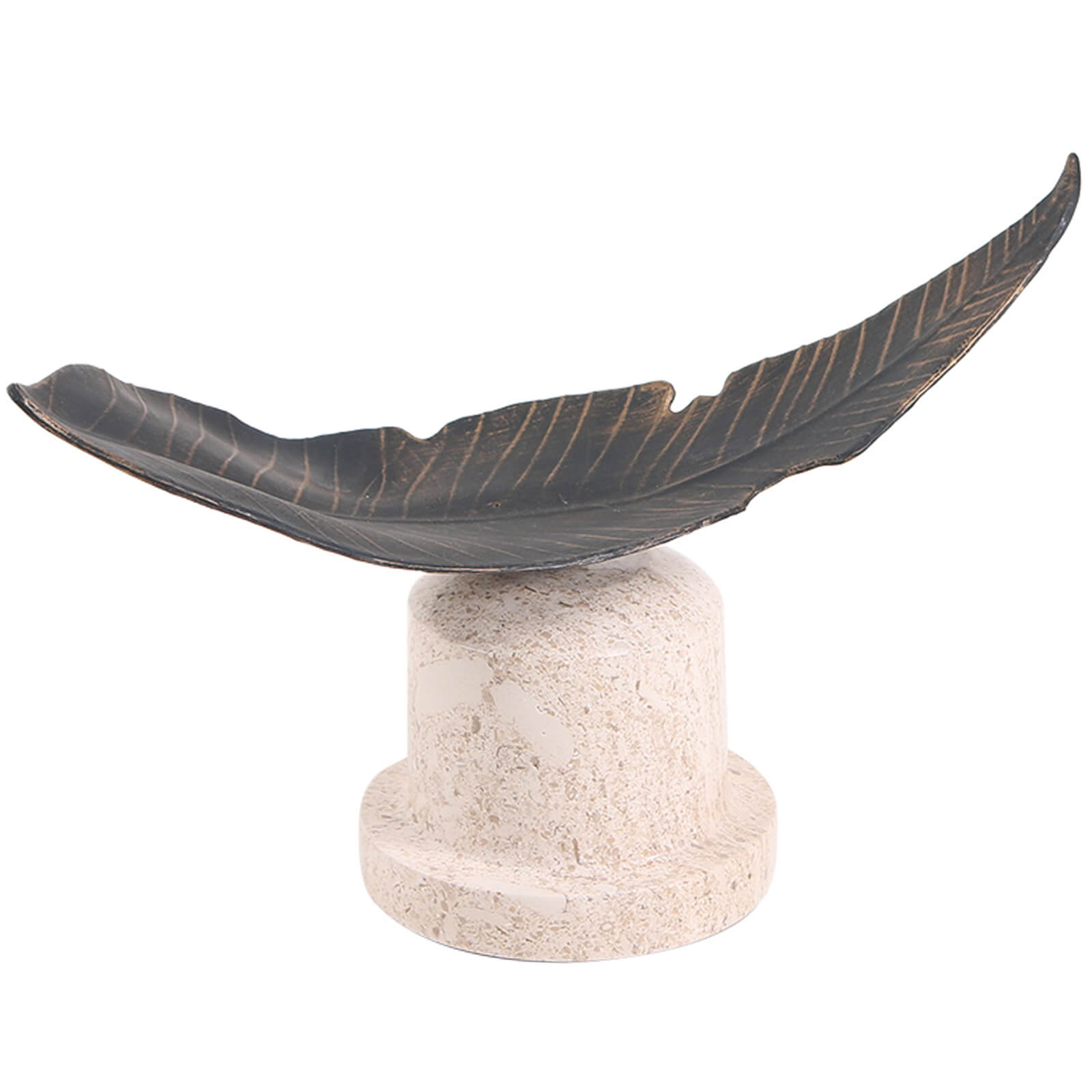 Leaf Ornament on Marble Base by Keiichi