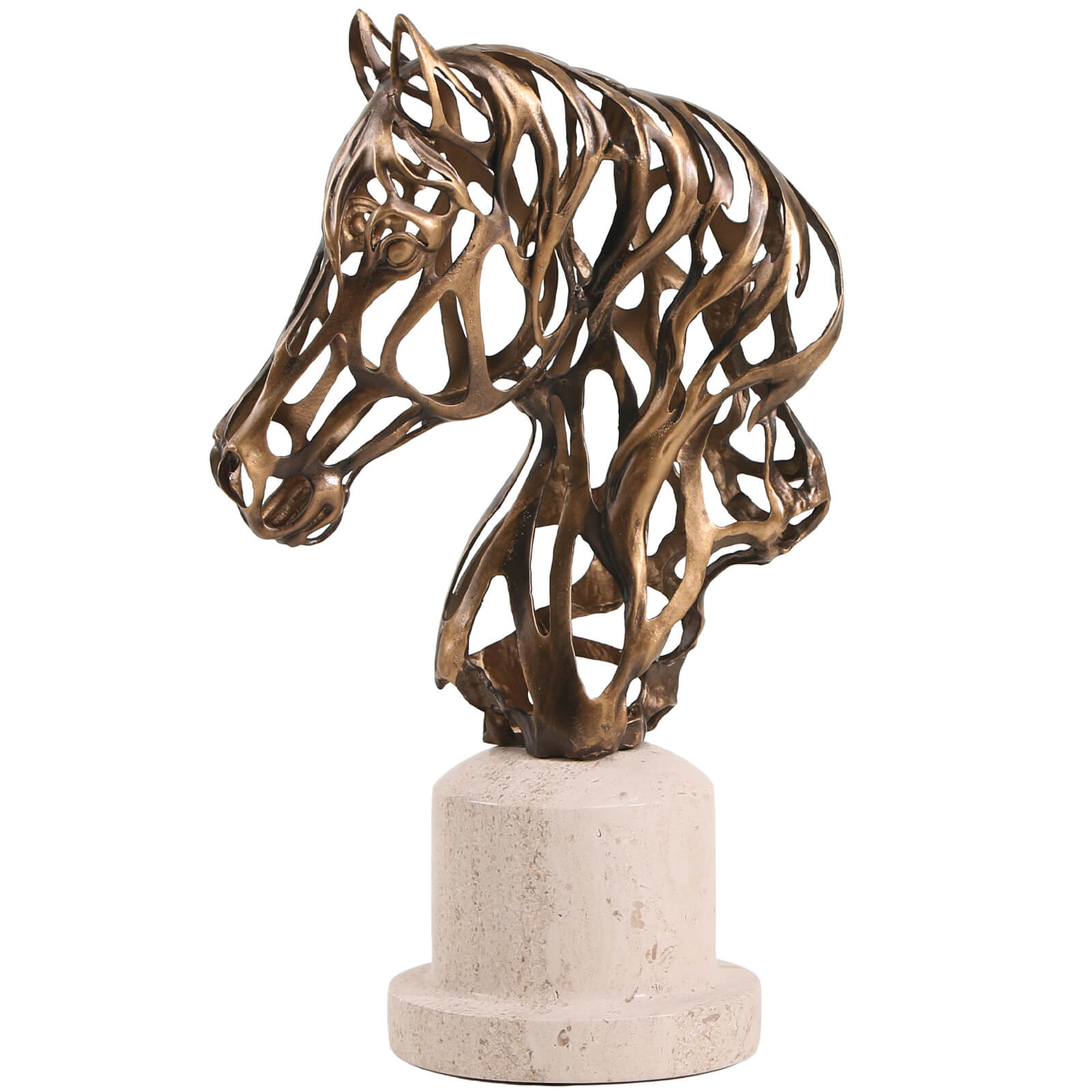 Horse Head Sculpture in Gold by Keiichi