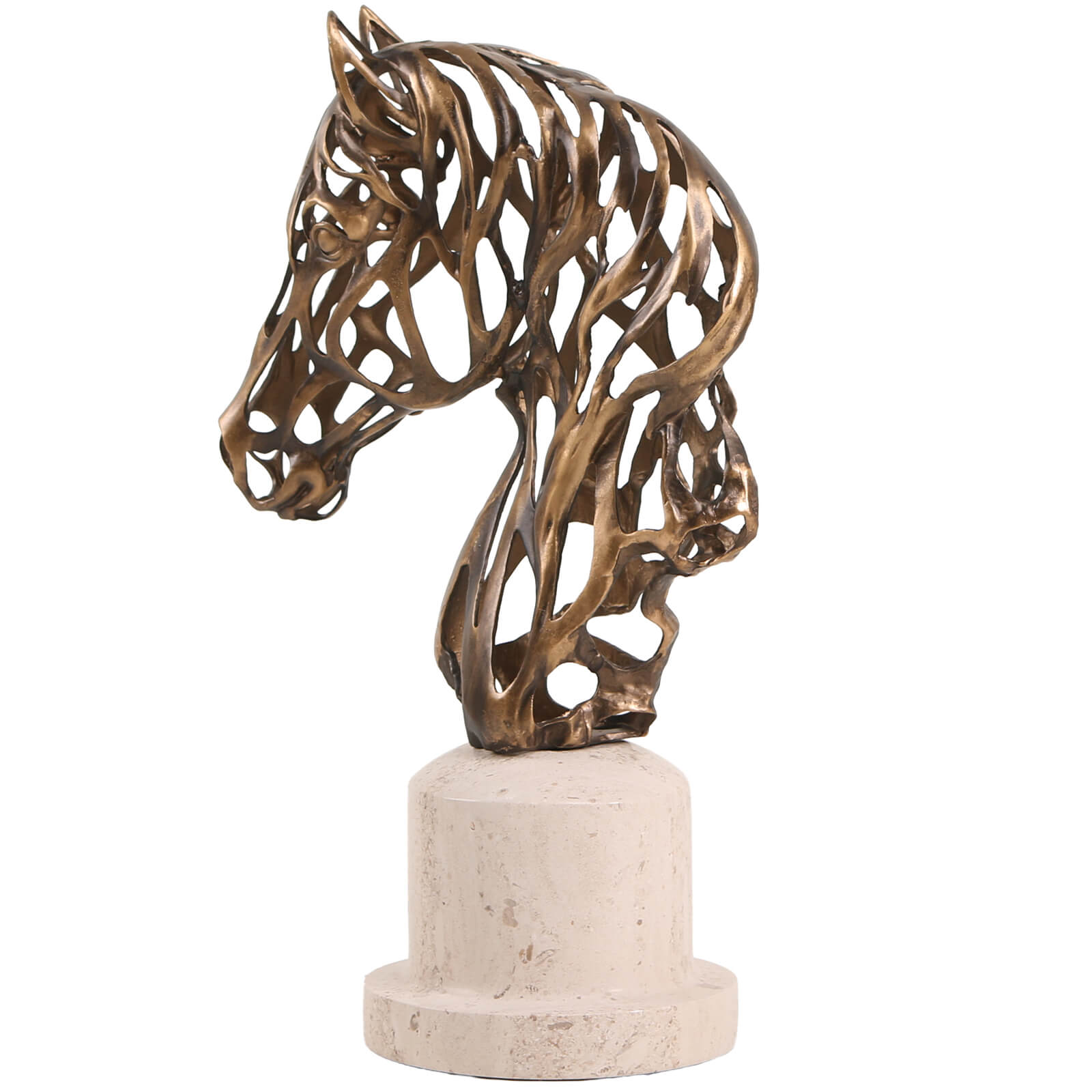 Horse Head Sculpture in Gold by Keiichi