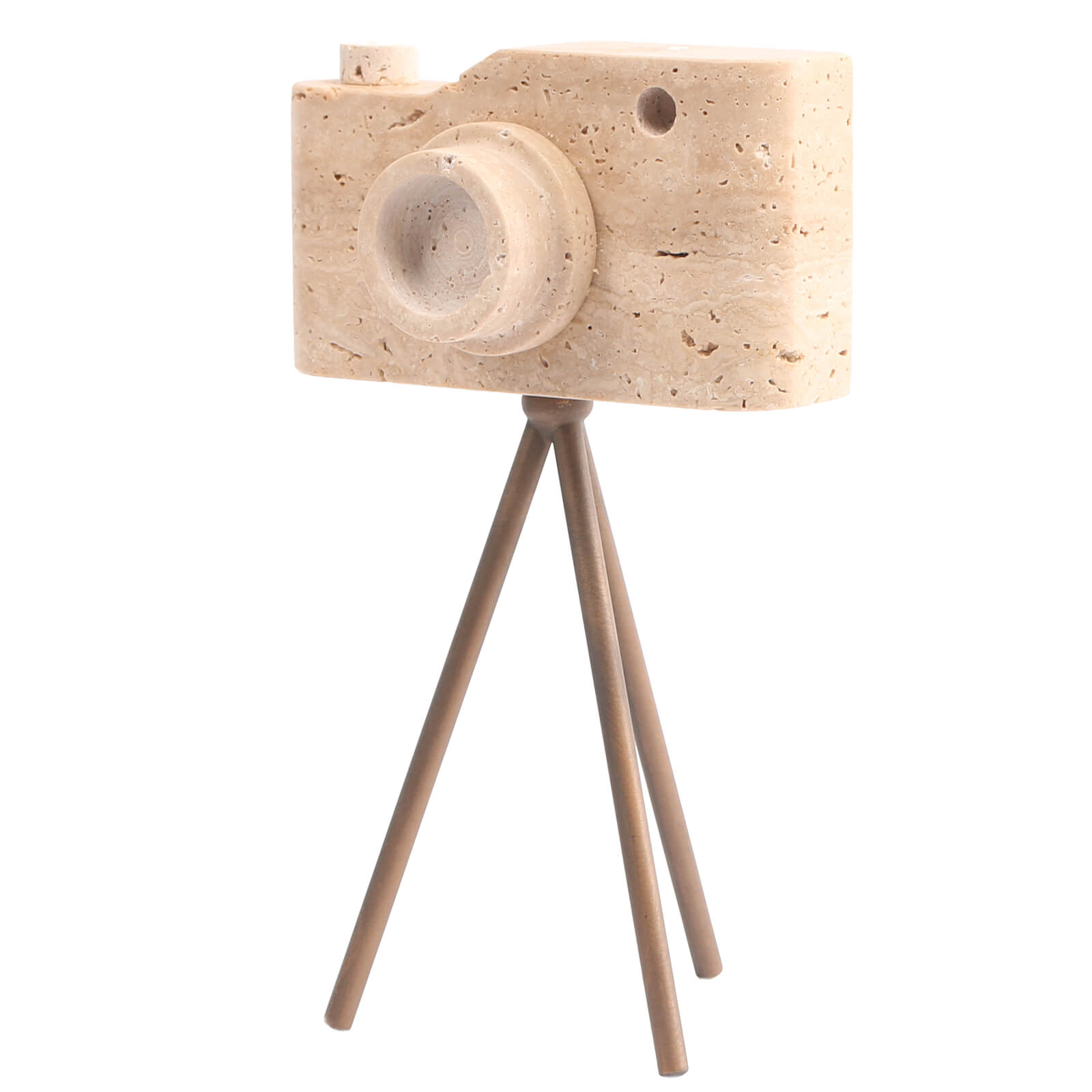 Shutterclick Sculpture in Travertine - Small by Keiichi