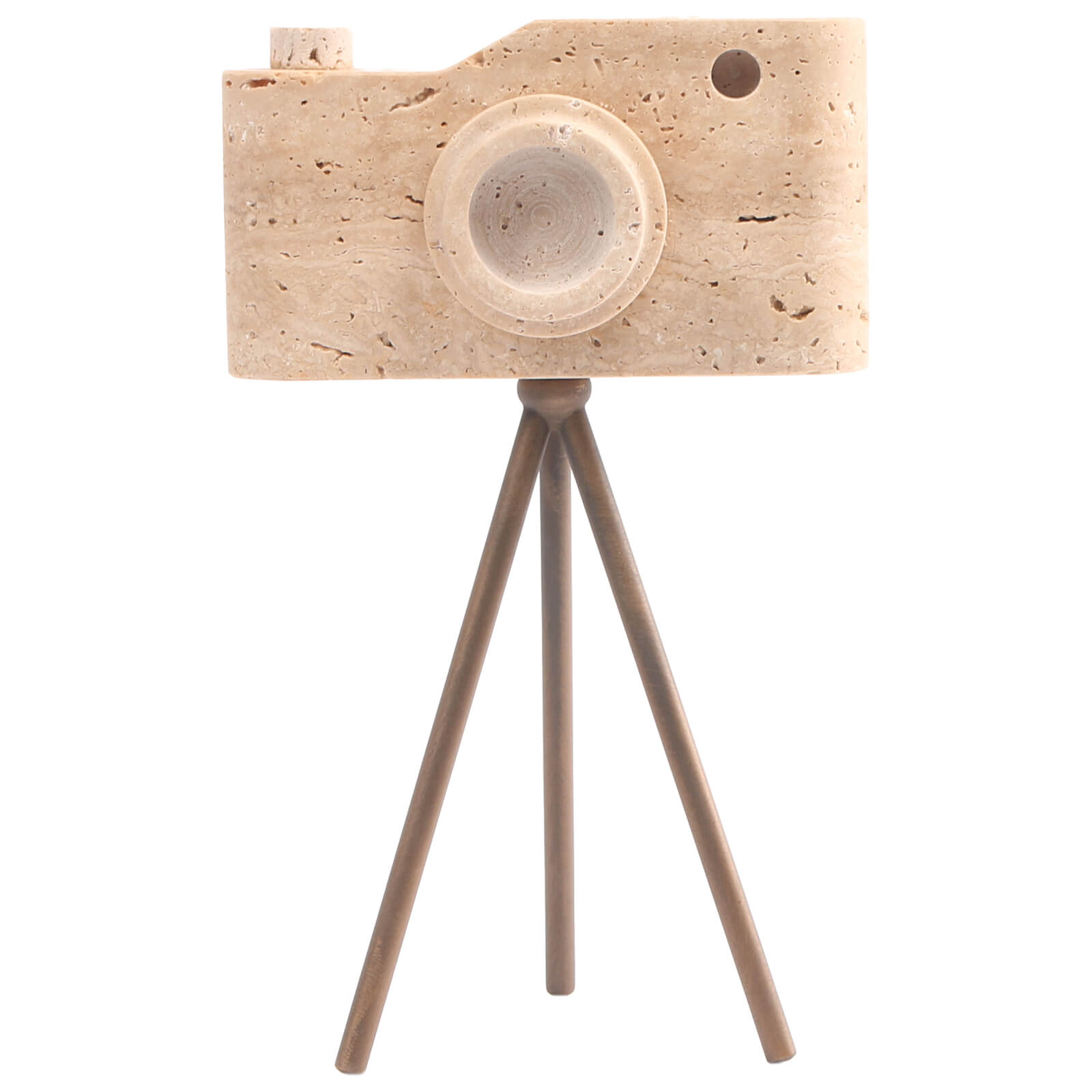 Shutterclick Sculpture in Travertine - Small by Keiichi