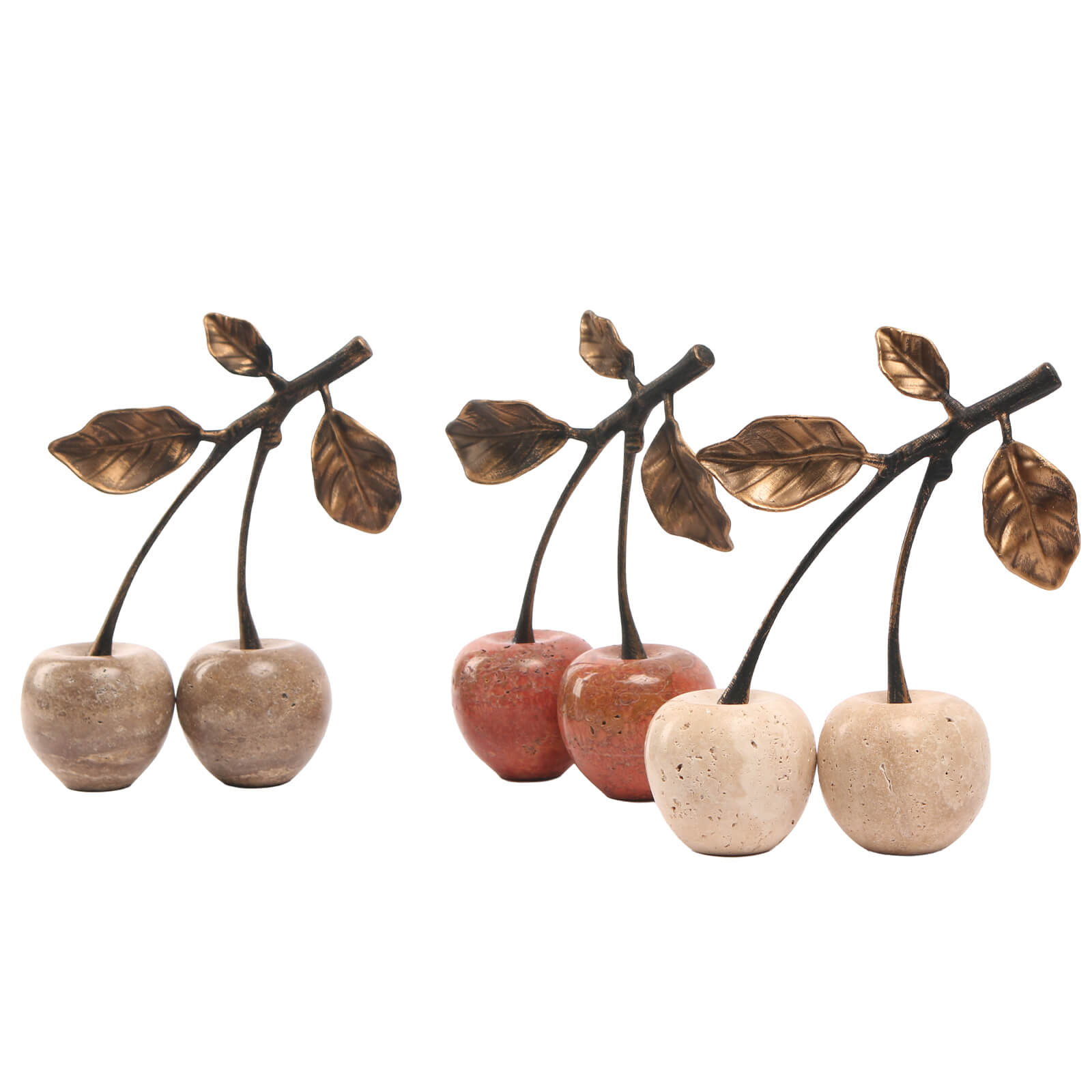 Cherry Ornament in Travertine by Keiichi