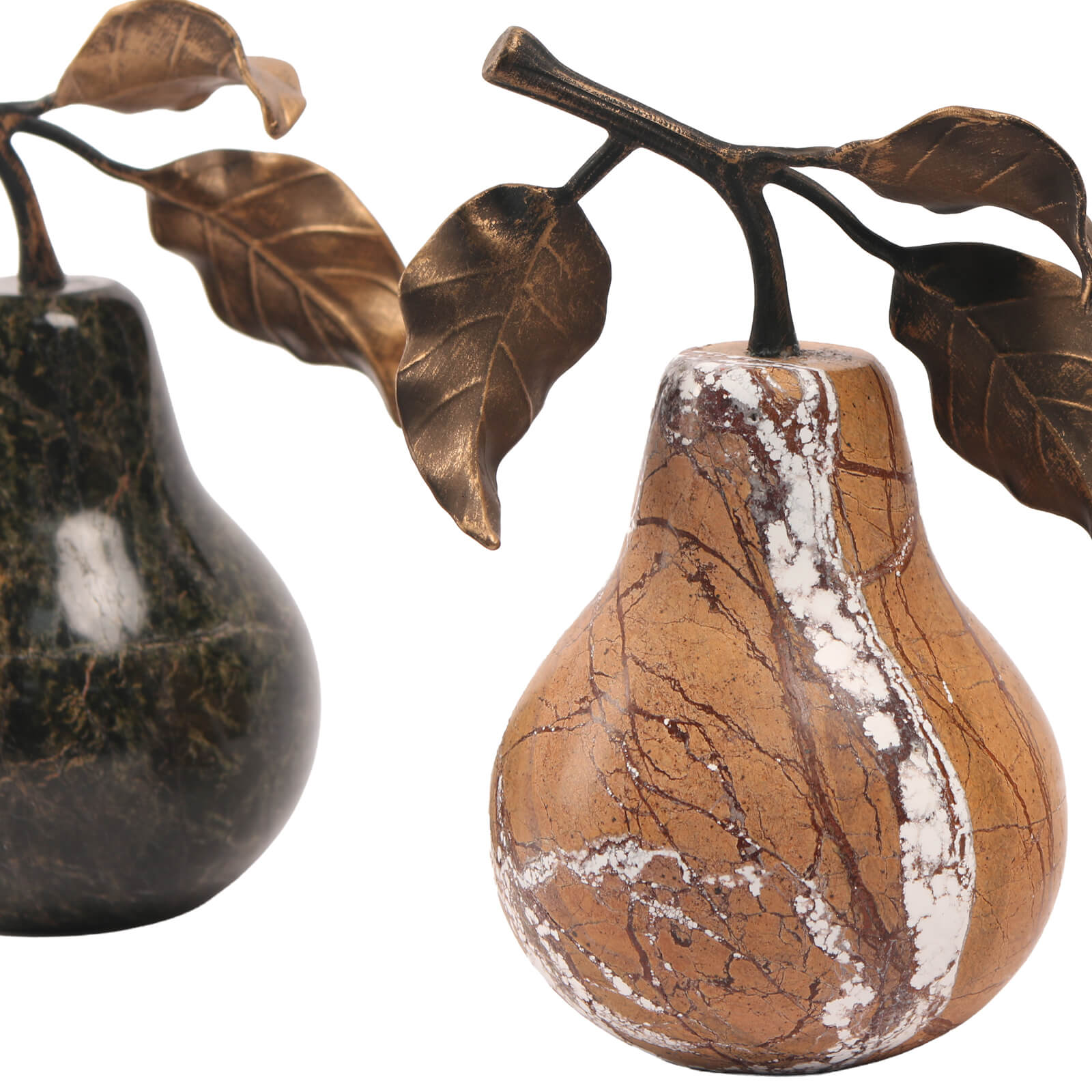 Pear Ornament in Golden Bronze Marble by Keiichi