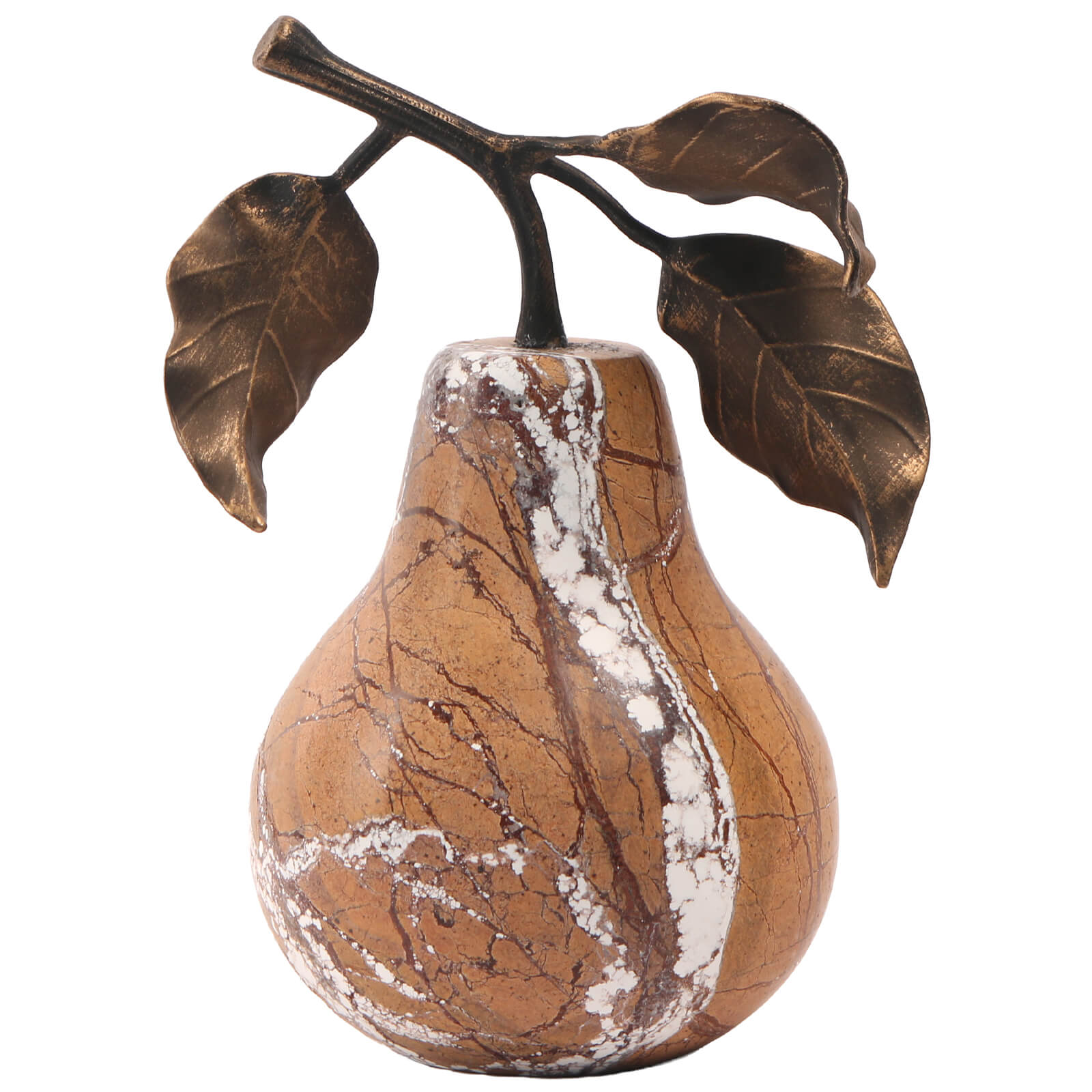 Pear Ornament in Golden Bronze Marble by Keiichi