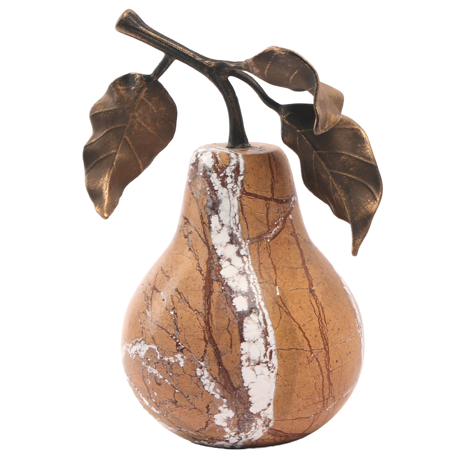 Pear Ornament in Golden Bronze Marble by Keiichi
