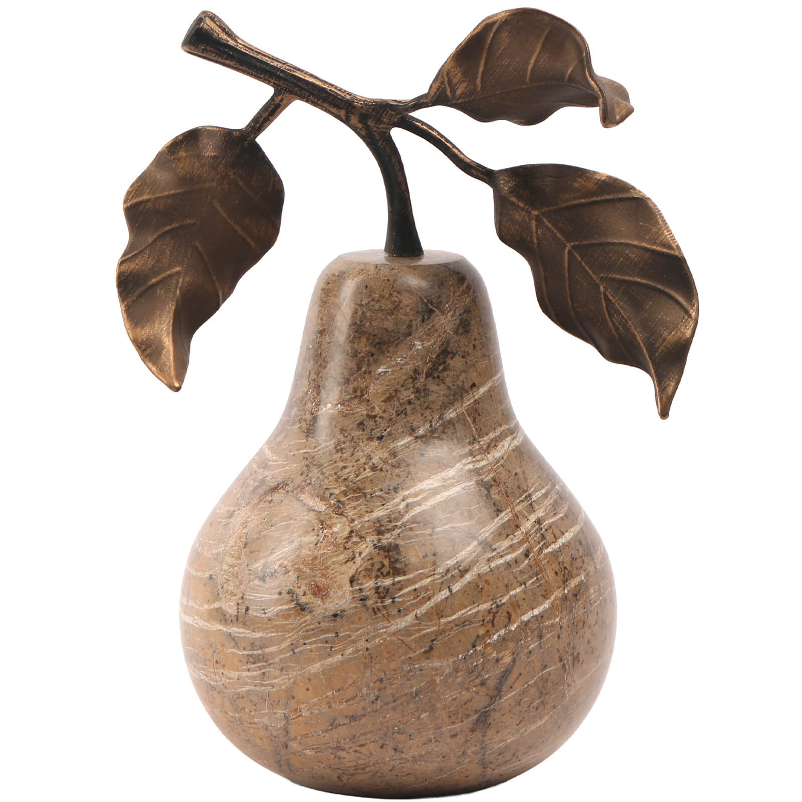 Pear Ornament in Brown Marble by Keiichi