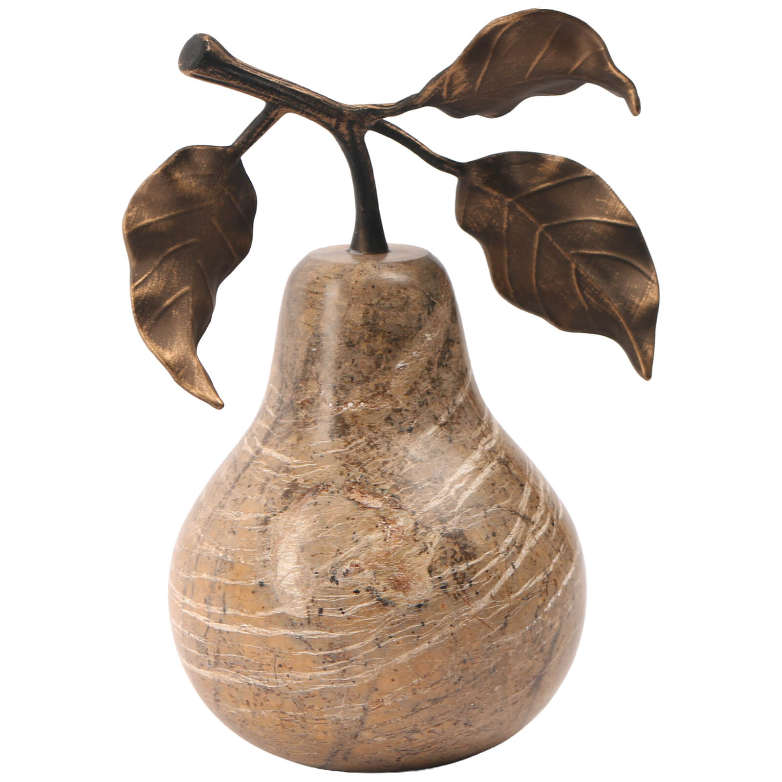 Pear Ornament in Brown Marble by Keiichi