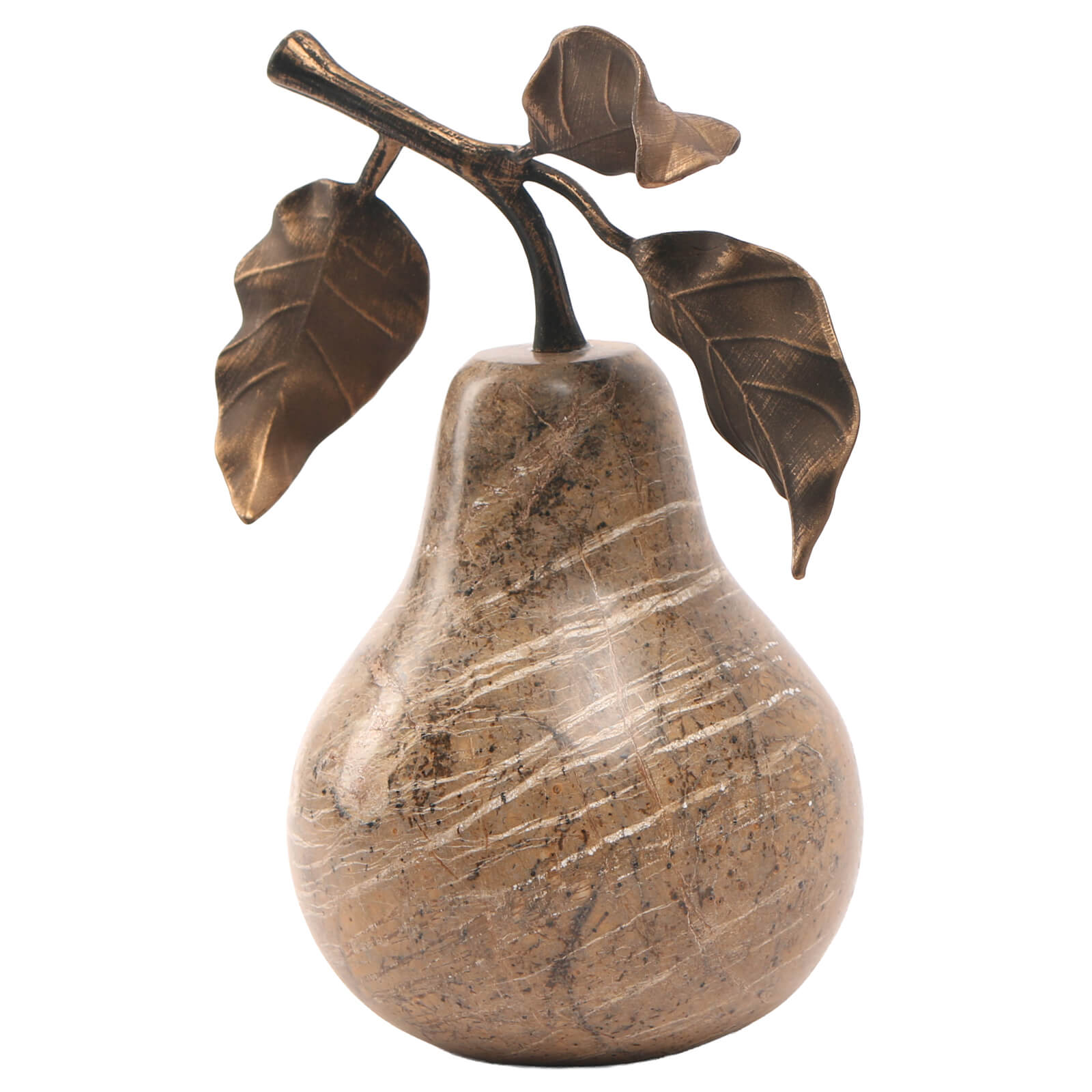 Pear Ornament in Brown Marble by Keiichi