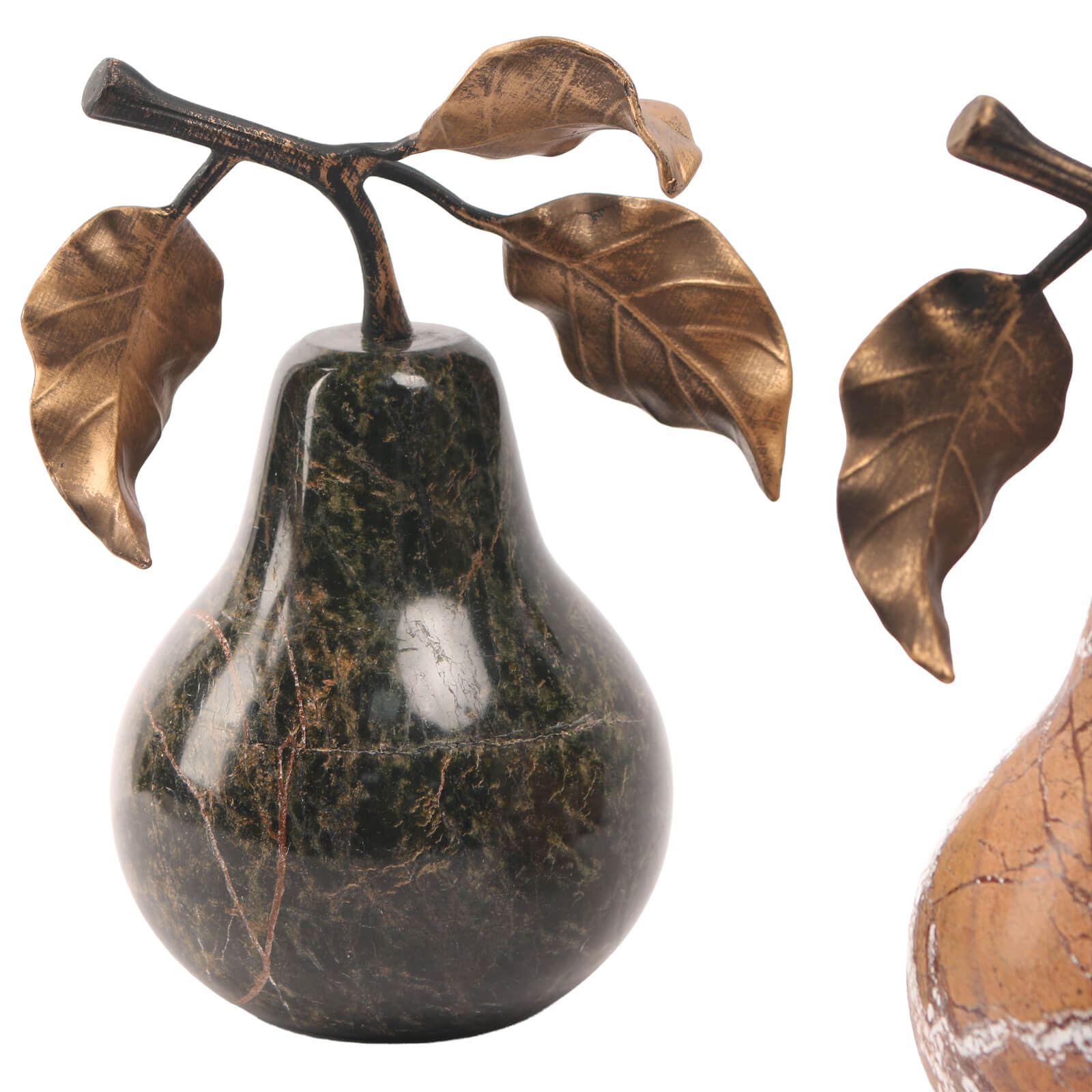 Pear Ornament in Forest Green Marble by Keiichi