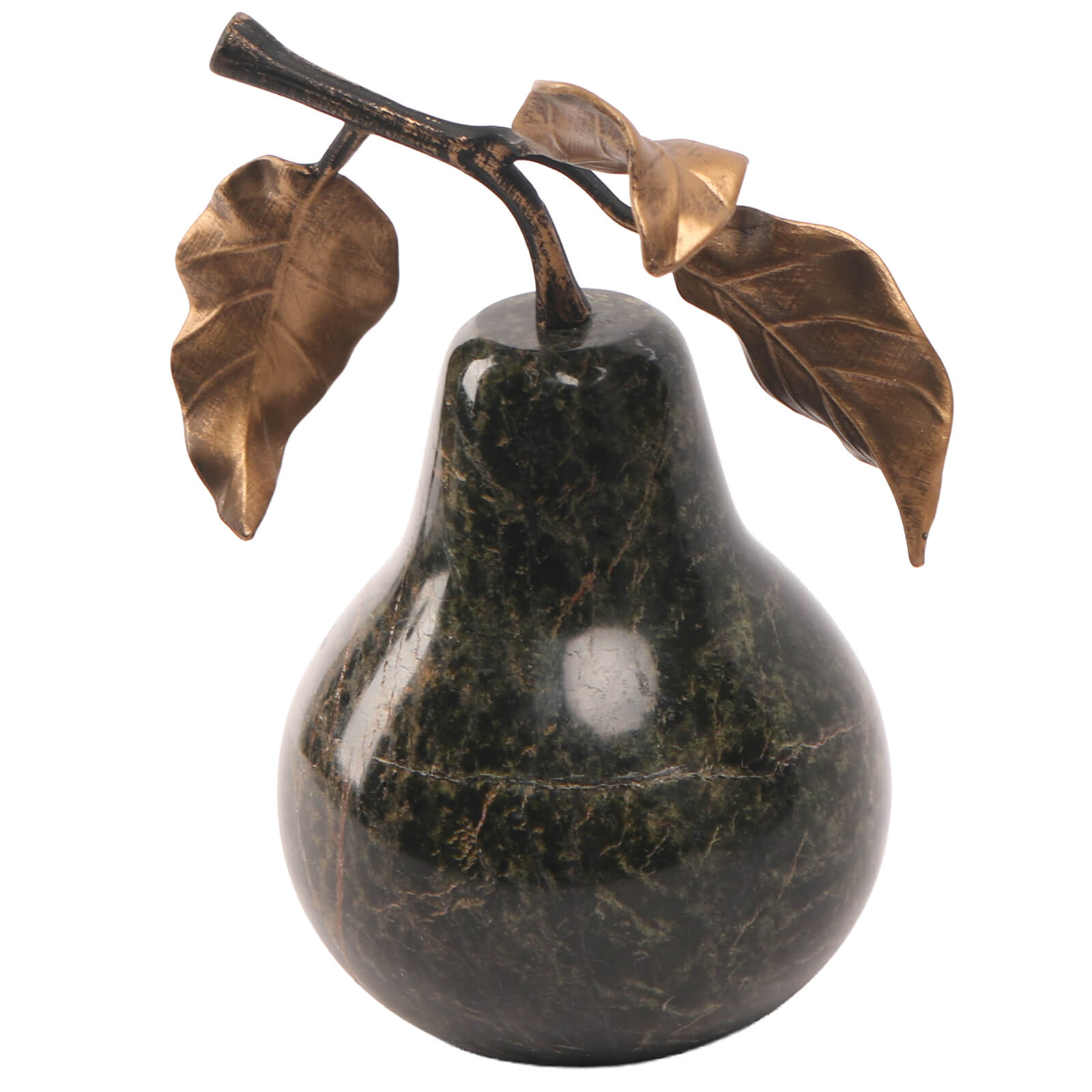 Pear Ornament in Forest Green Marble by Keiichi