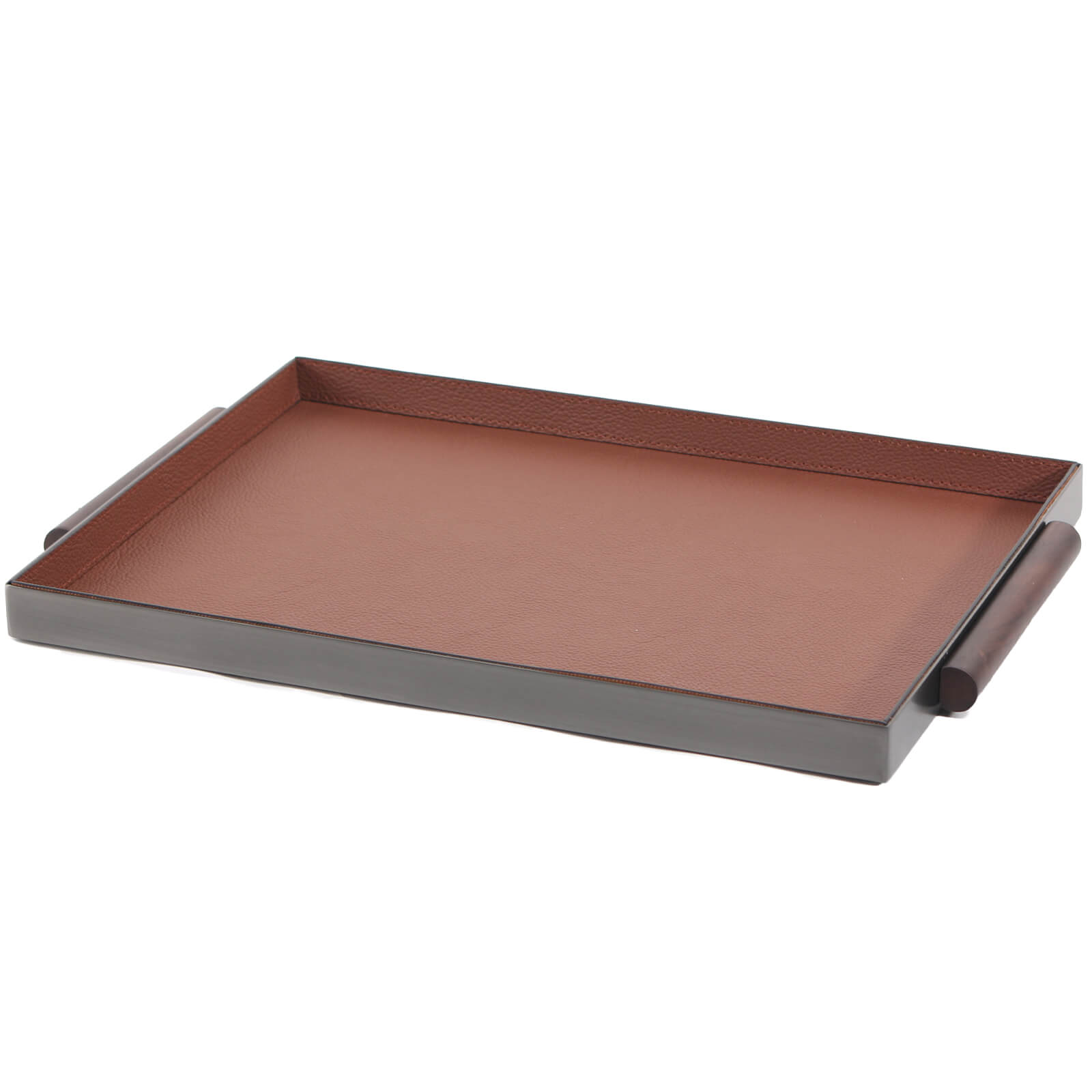 Rectangular Leather Tray With Handle by Keiichi