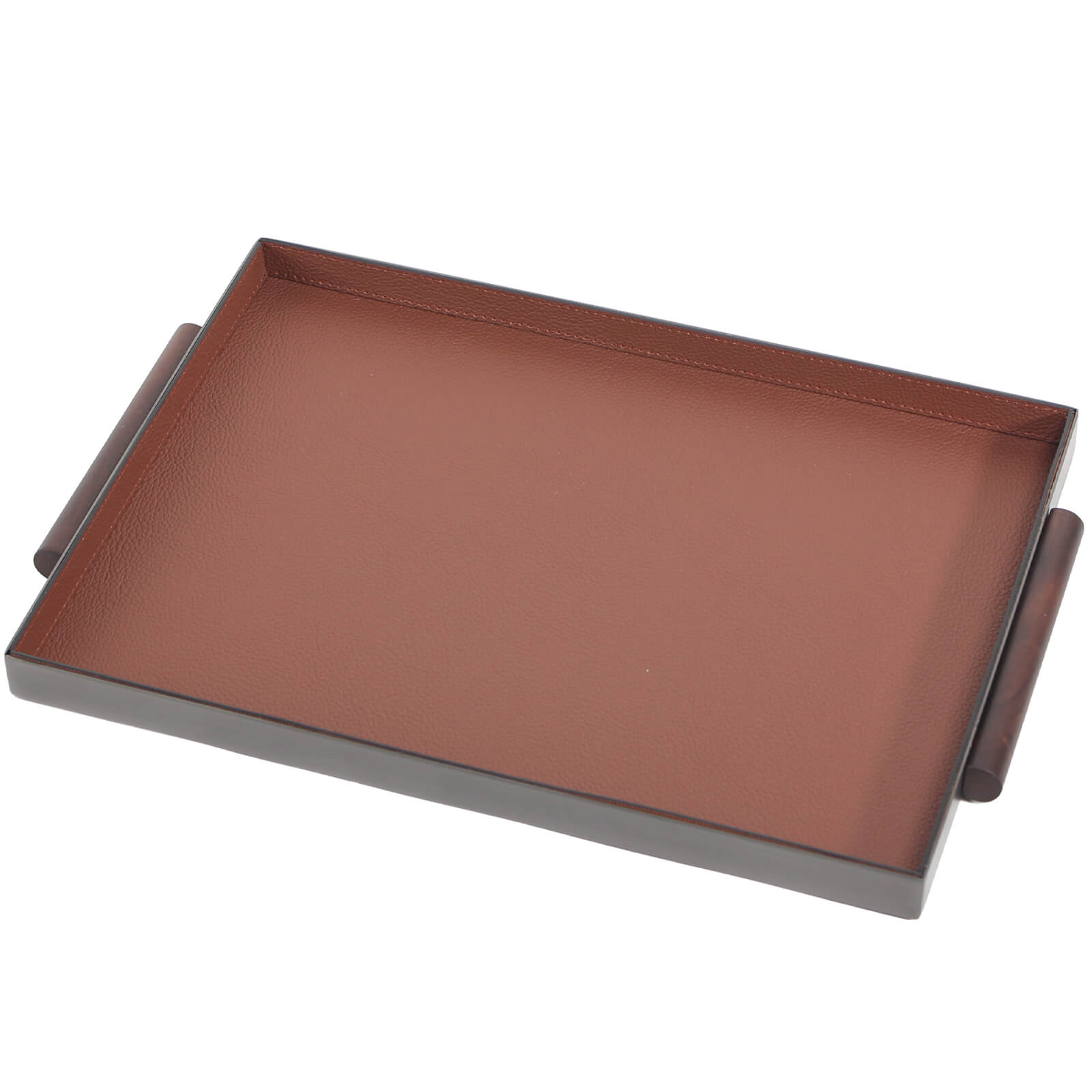 Rectangular Leather Tray With Handle by Keiichi