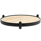Metal Framed Round Tray in Travertine by Keiichi