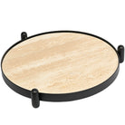 Metal Framed Round Tray in Travertine by Keiichi
