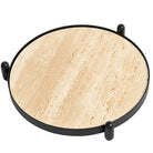 Metal Framed Round Tray in Travertine by Keiichi