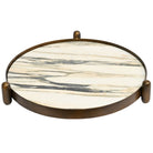 Metal Framed Round Tray in Landscape Marble by Keiichi