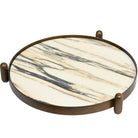 Metal Framed Round Tray in Landscape Marble by Keiichi