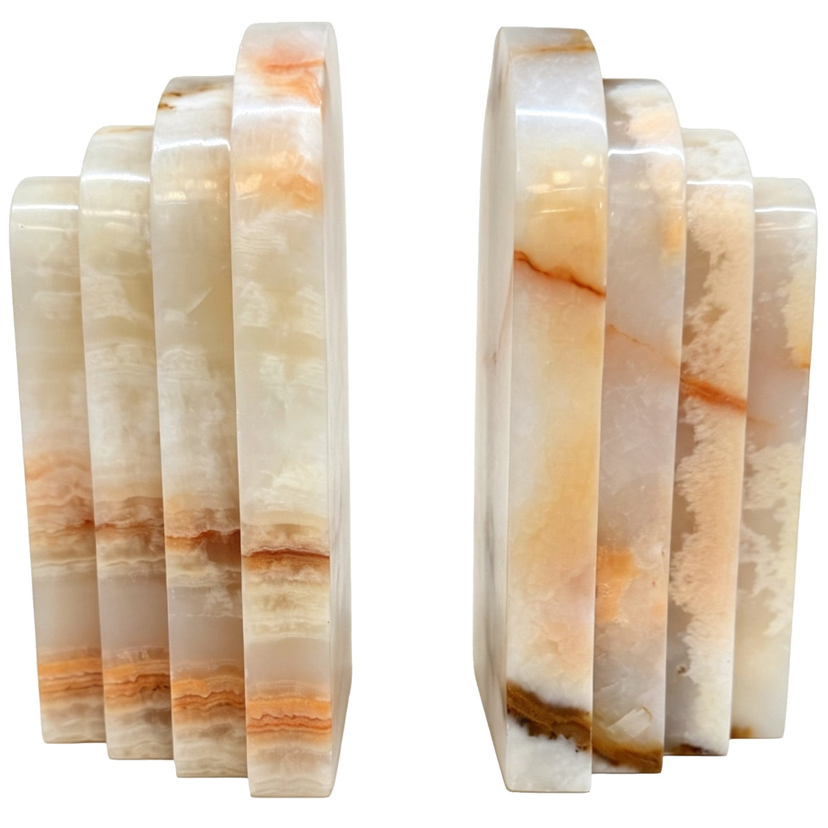 Osmond Bookends in White Jade Marble Keiichi