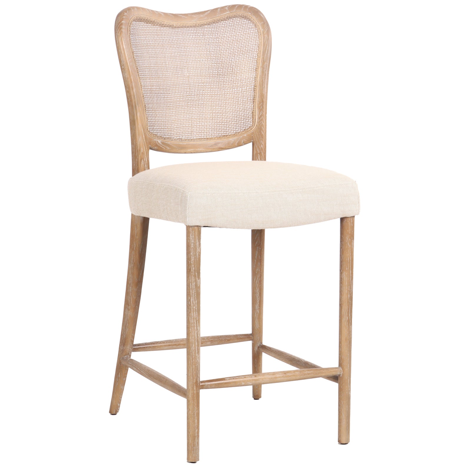 Chadlington Rattan and Natural Linen Counter Stool by Keiichi
