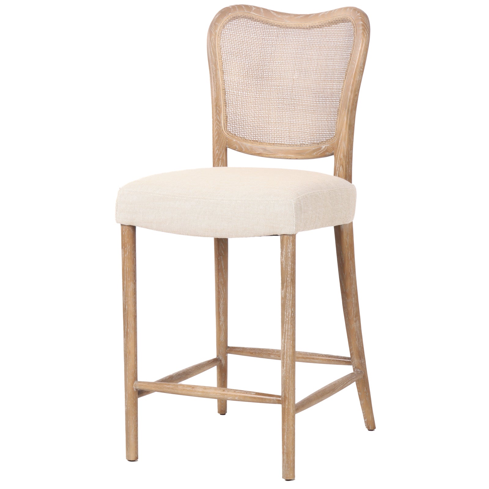 Chadlington Rattan and Natural Linen Counter Stool by Keiichi